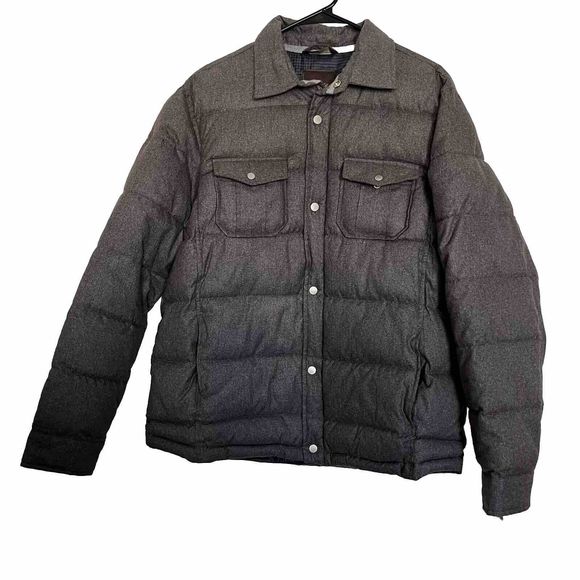 Tasso Elba Mens Sz L Grayish/Brown‎ Puff Coat  Zip Snap Front and Inside Pocket - Picture 1 of 14